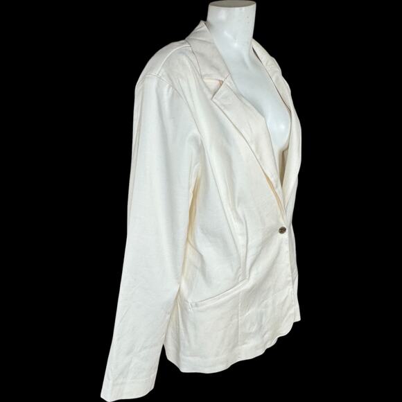 Studio Park x Leah Williams Elevated Linen Blazer Ivory XL Tuxedo Lapel NWOT - Picture 5 of 15